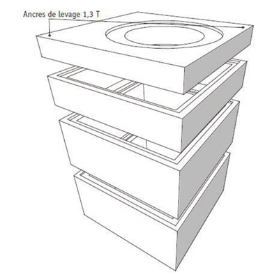 ELEMENT DE TETE H20 POUR REGARD BETON CARRE 1500X1500