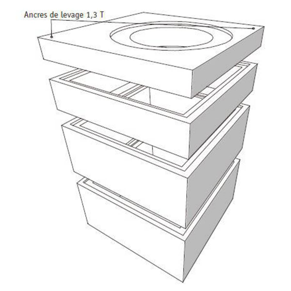 ELEMENT DE TETE H20 POUR REGARD BETON CARRE 1500X1500