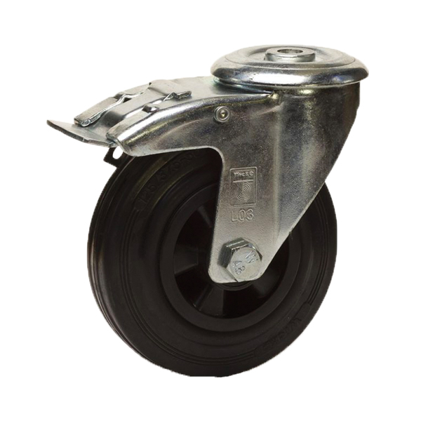 Roulette avec bandage TPE gris en polypropylène diamètre 75 mm