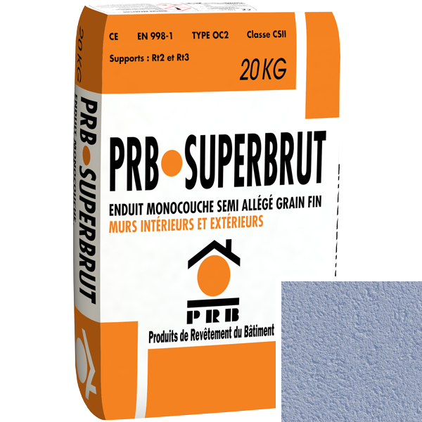 Enduit monocouche semi-allégé à grain fin PRB Superbrut type OC2 - Maldives - sac de 20 kg