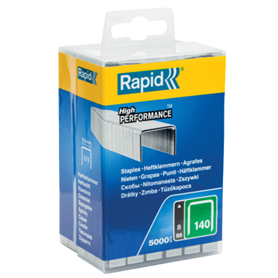 Agrafe en fil plat n°140 Rapid haute performante - acier galvanisé - longueur 8 mm - boîte de 5000