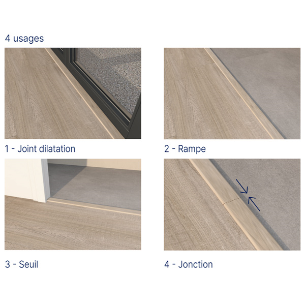 Barre de seuil pour sol vinyle Gerflor - 3,7 CM x 93,0 CM - Bohem Dark Grey