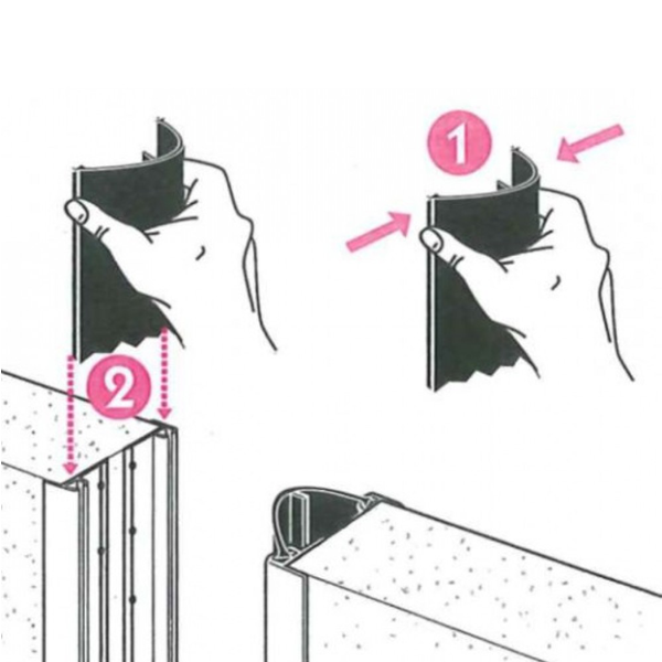Joint isolation coupe-feu porte va-et-vient 36 à 44 mm d'épaisseur - 2.5 m - Caoutchouc noir