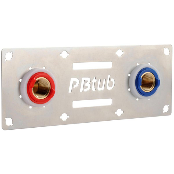 Platine de fixation mural double pour tube PER à glissement - Fix System - Diamètre 12 mm - Sorties mâles 20 x 27