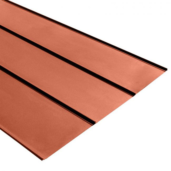 Tôle bac acier 0,50 MM prélaqué aspect joint debout Clipeo Bacacier - 450 MM x 5500,0 MM - Rouge terracotta RAL8004