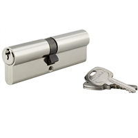 Cylindre de sûreté à profil européen Thirard - laiton nickelé - 5 goupilles STD - avec 3 clés - 50 x 50 mm