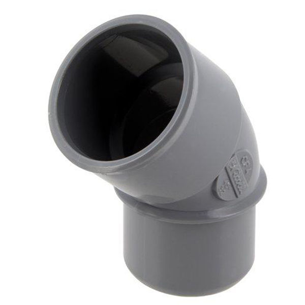 Coude 45° coller évacuation eaux raccord mâle-femelle Ø 32 mm PVC gris