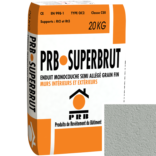 Enduit monocouche semi-allégé à grain fin PRB Superbrut type OC2 - Côte d'émeraude - sac de 20 kg