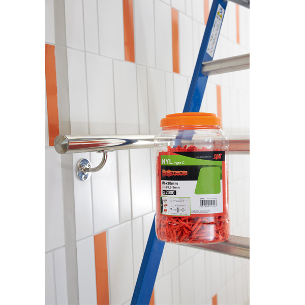 Cheville nylon à collerette Spit haute résistance - 05 x 25 mm - Boîte de 100