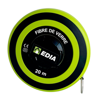 Décamètre double-face avec boîtier rond ABS et ruban en fibre de verre - Edia - Classe 3 - longueur 20,00 M
