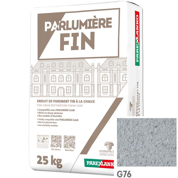Enduit de parement à la chaux à grain fin Parexlanko Parlumière - Teinte G76 - Sac de 25 KG