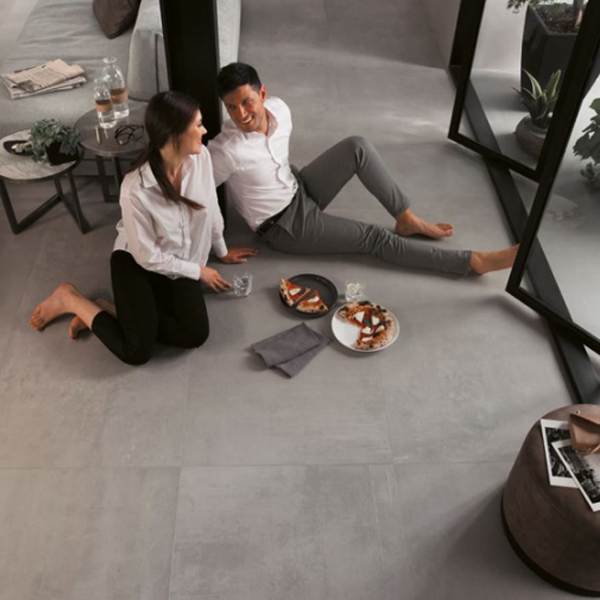 Carrelage intérieur effet ciment en grès cérame rectifié - Boost - 60,0 CM x 60,0 CM - ép. 9,00 MM - Grey