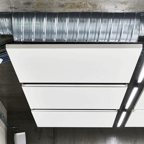 Dalle plafond acoustique carrée à suspendre - Ecophon Solo Square Blanc - 1200 x 1200 mm - ép. 40 mm - lot de 4