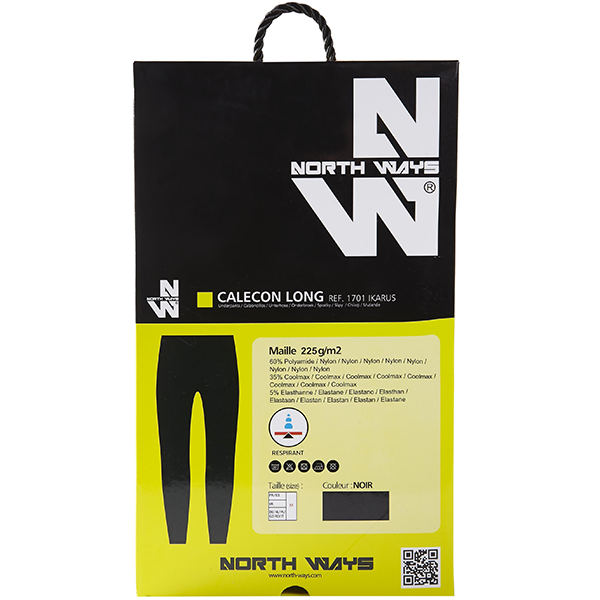Caleçon long sous-vêtement respirant North Ways Ikarus Coolmax noir - Taille 3XL / 4XL