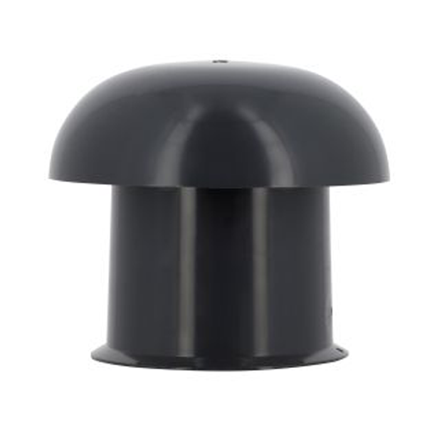 Chapeau de ventilation rond Nicoll - Diamètre 108 mm - Sortie 63 mm - Sans moustiquaire - PVC anti-UV - Gris anthracite