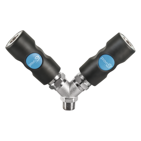 Distributeur fixe à 2 directions taraudé mâle G1/2 - ISI08