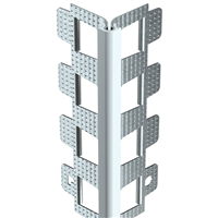 Profilé d'angle perforé acier galvanisé + jonc PVC arrondi Protektor PowerGrip - 10 mm - Blanc - Long.3 M