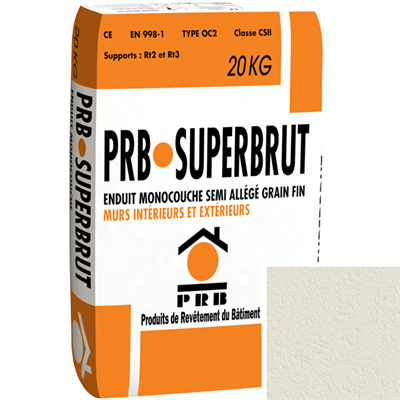Enduit monocouche semi-allégé à grain fin PRB Superbrut type OC2 - Guérande - sac de 20 kg