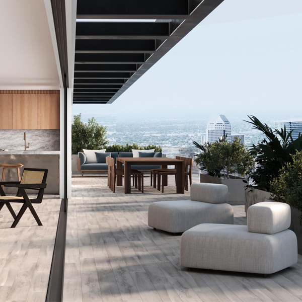 Carrelage antidérapant effet bois en grès cérame - STILWOOD - 15,0 CM x 90,0 CM - ép. 8,00 MM - Gris