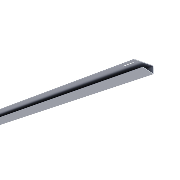 Profil U PVC petite finition côté pour lambris de sous toiture - pose horizontale - Gris - Longueur 4,00 M