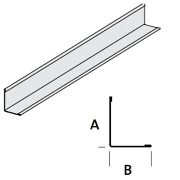 Cornière de rive acier galvanisé prélaqué blanc pour faux plafond - 24 x 19 mm - longueur 3 m