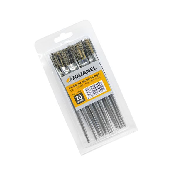 Pinceau de décapage en crin naturel pour soudure Jouanel PINC - Manche métal - Lot de 20