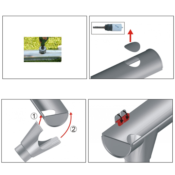 Naissance de gouttière agrafable prePatina ardoise Eco Zinc Rheinzink pour gouttière 1/2 ronde dév. 333 et descente de 100,0 MM