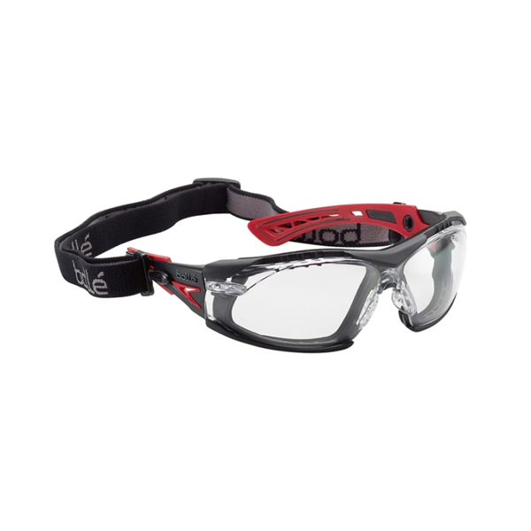 Lunette de sécurité RUSH+ Bollé fumée traitement Platinum Rouge Noir