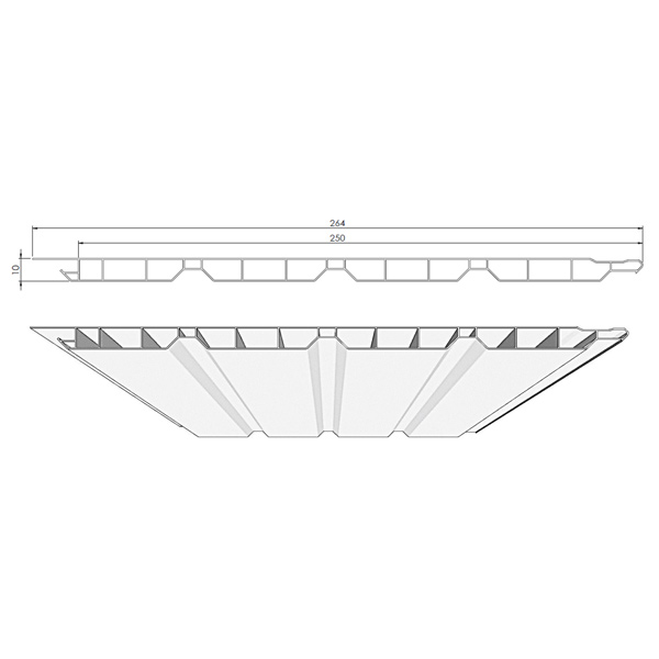 Lambris PVC de sous toiture Blanc - 4 frises alvéolaires - 250 MM x 10,00 MM - Long. 4,00 M