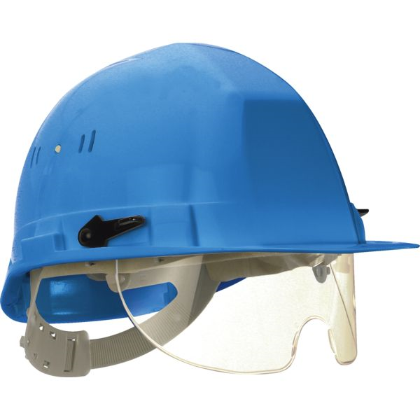 Casque de chantier Visiocéanic 2 en PE HD anti-UV avec lunette escamotable anti-choc - Taliaplast 564514