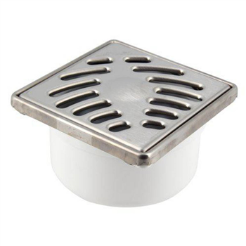 Siphonette d'évacuation de plain-pied Ø 40/50 mm avec grille Inox carrée 100 x 100 mm