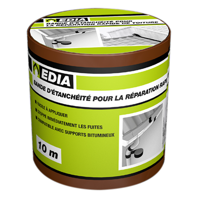 Bande d'étanchéité à l'eau autocollante Edia pour toiture 15 cm x 10 m couleur terre-cuite