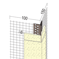 Cornière d'angle avec repère d'épaisseur d'enduit - 100 x 150 mm - 6 mm - longueur 2,50 m