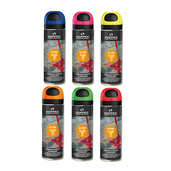 Traceur de chantier FLUO TP durée 12 mois orange fluorescent 500ml