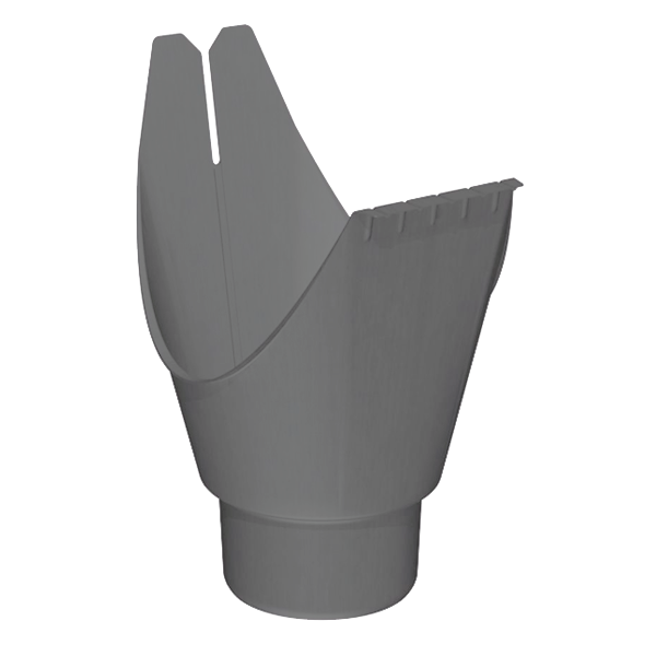 Naissance de gouttière agrafable prePatina ardoise Eco Zinc Rheinzink pour gouttière 1/2 ronde dév. 333 et descente de 100,0 MM