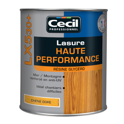 Lasure bois protection élevée Cecil LX530 aspect satin chêne doré 1L