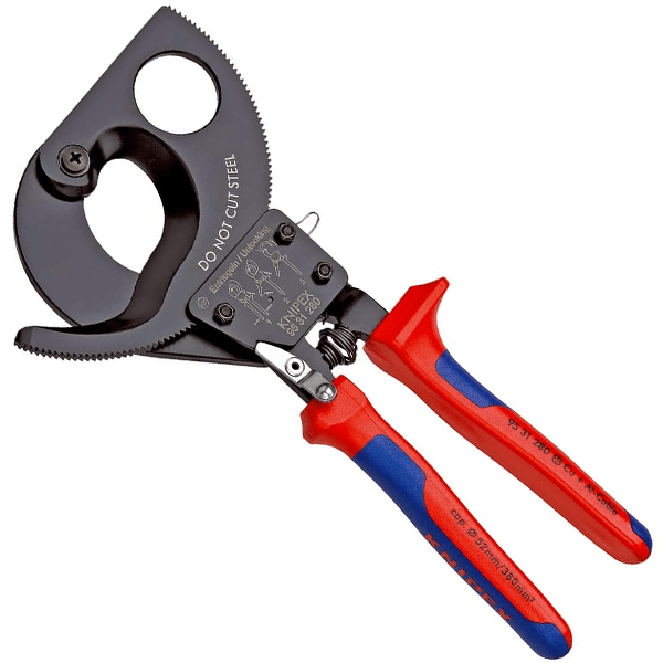 Coupe câble à cliquet Knipex pour câble en cuivre et aluminium longueur 280 mm