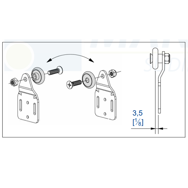Monture fixation sur plat universelle Mantion Tubel 0040-C pour porte de placard - 40 kg max
