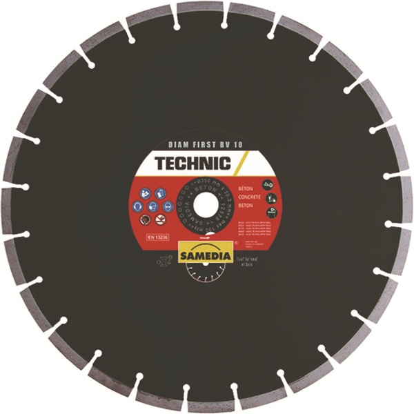 DISQUE DIAMANT TECHNIC BV TP 13  Ø350 AL 25,4. SAS HAUTEUR DE SEGMENT 13 MM.
