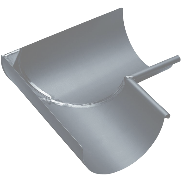 Équerre soudée d'angle intérieur en zinc Rheinzink pour gouttière demi-ronde de 333 MM - boudin Ø 18 MM