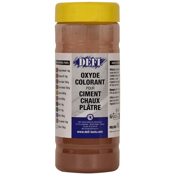 Colorant en poudre pour ciment, chaux et plâtre - Rouge foncé - Flacon de 1 L