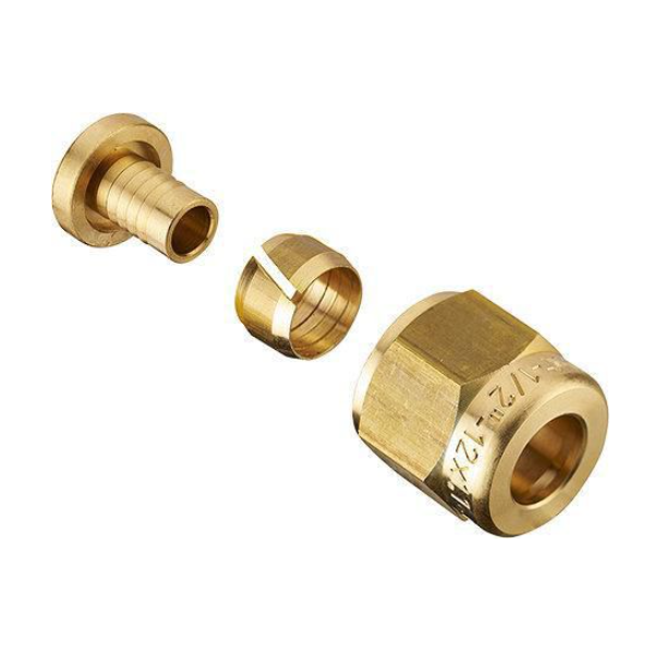 Raccord femelle à écrou tournant tube PER à compression - Diamètre 12 mm - F 15 x 21 - Laiton