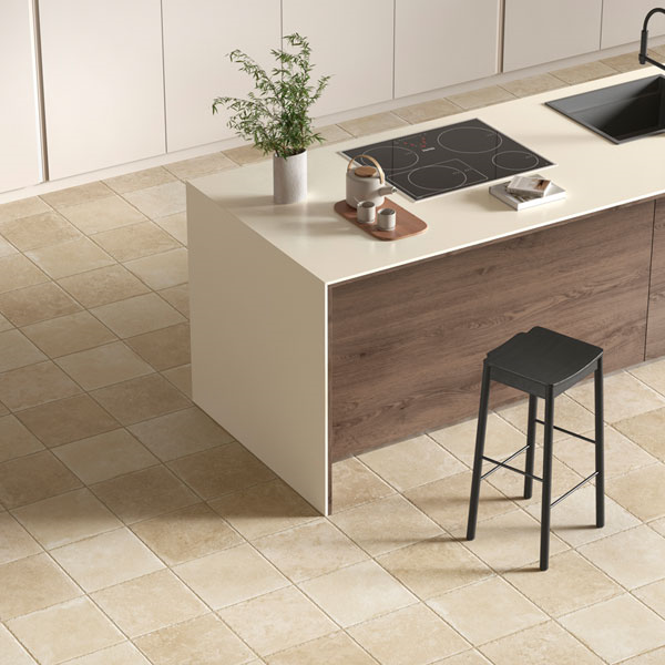 Carrelage effet pierre en grès cérame - Pietra D'Itria - 60,4 cm x 60,40 cm - ép. 8,2 mm - Sabbia