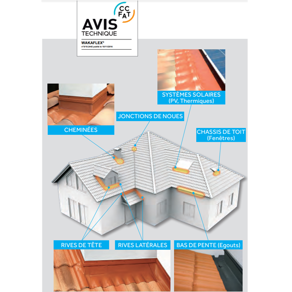 Auto-adhésif Wakaflex - Abergement toiture cheminée - Ardoise - Rouleau 28 cm x 5 m