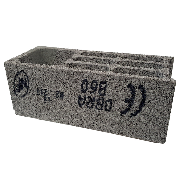 Bloc béton poteau 500x200x200 mm - B60 OBRA - 4 parois 7 trous