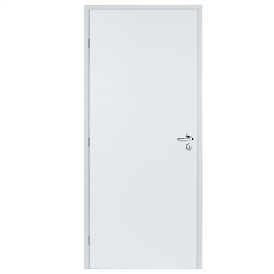 Bloc-porte prépeint plan blanc à âme pleine - Gypso - serrure PDDT - 204 CM x 83 CM - gauche poussant