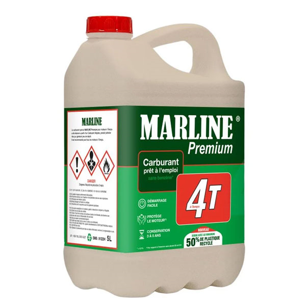 Carburant prêt à l'emploi pour moteurs 4 temps - Marline Premium 4T - Essence Alkylate - Bidon de 5 litres