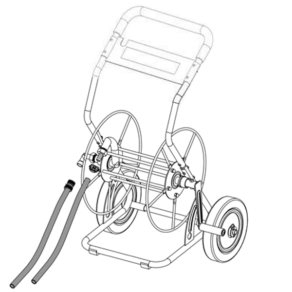 Dévidoir métallique 2 roues pleines Edia pour tuyau arrosage 55m diamètre 15 mm - Noir et vert