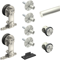 Ensemble de porte coulissante bois Mantion Tub-Design 80 W en inox - Rail 2,10 m 80 kg max