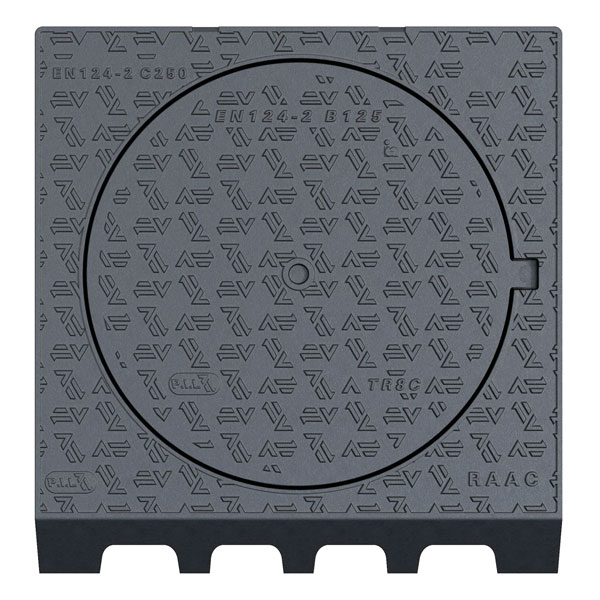 Avaloir en fonte C250 Profil A avec tampon amovible B125 à surface antidérapante - 800 x 830 mm - ⌀642 mm